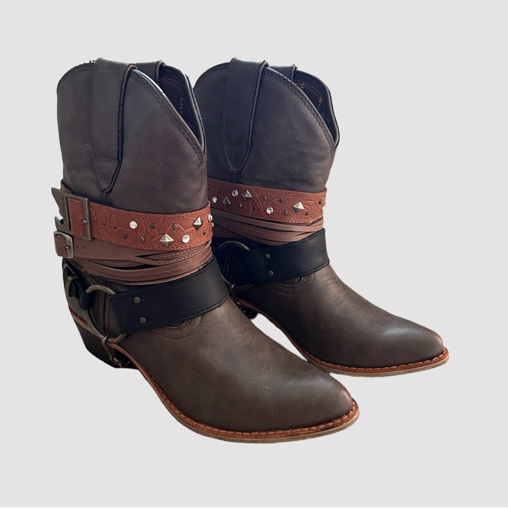 Durango Women's 8" Crush Dark Brown Mid Calf Leather Cowboy Boots US 7.5